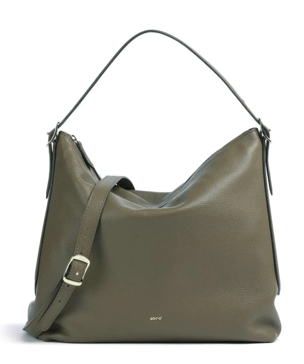 Agave Carina Hobo bag grained leather olive-green