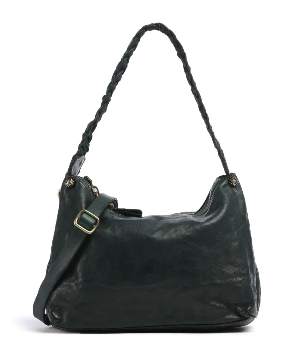 Hobo bag fine grain cow leather dark green