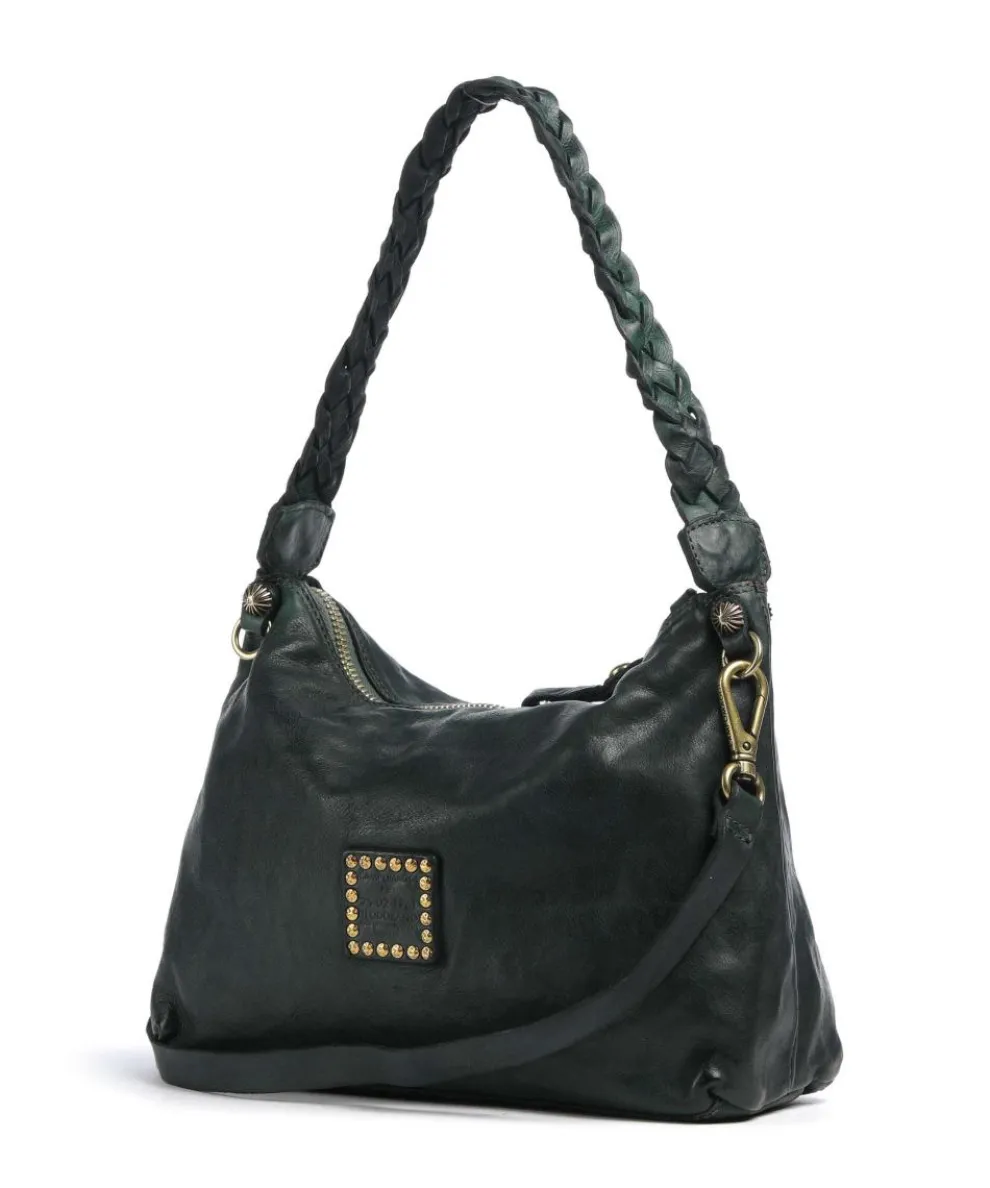 Hobo bag fine grain cow leather dark green