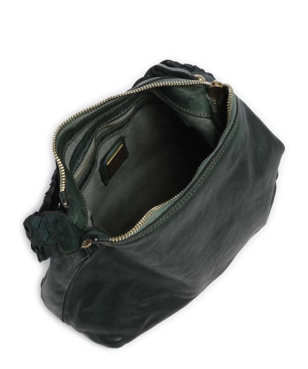 Hobo bag fine grain cow leather dark green
