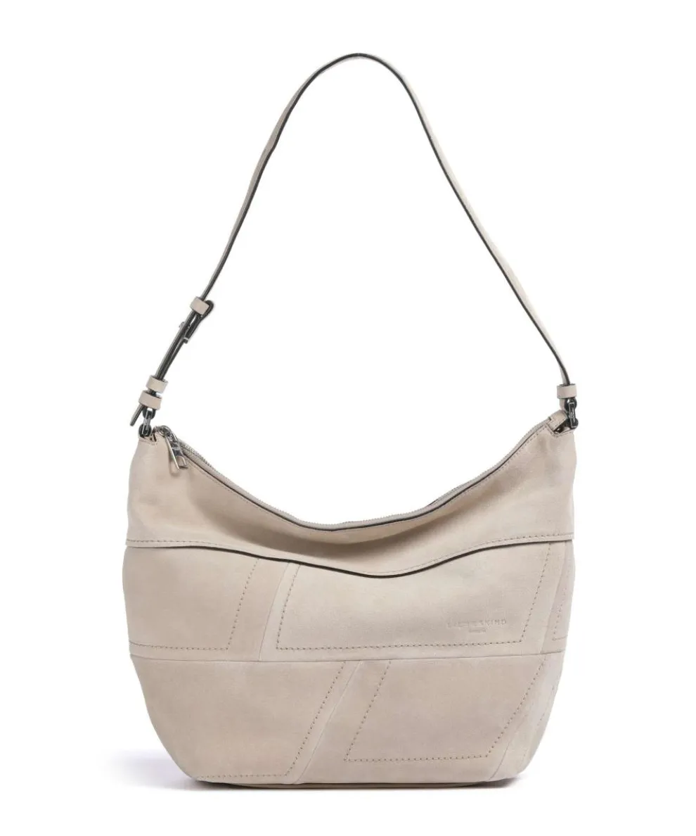 Edda Promo Suede M Hobo bag brushed leather, fine grain leather beige