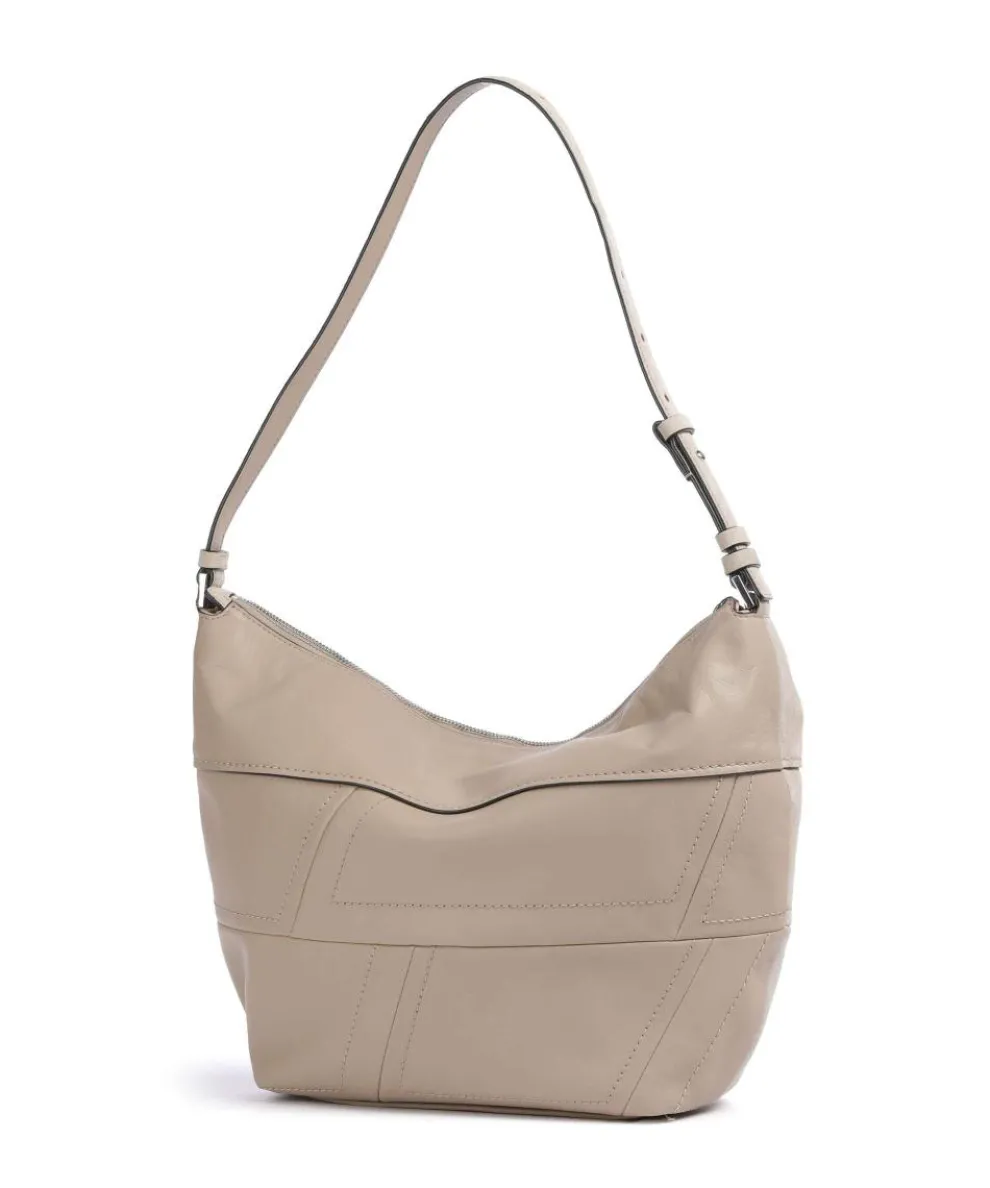 Edda Promo Suede M Hobo bag brushed leather, fine grain leather beige