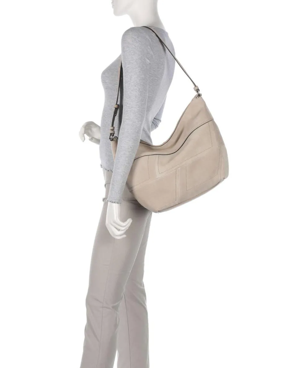 Edda Promo Suede M Hobo bag brushed leather, fine grain leather beige