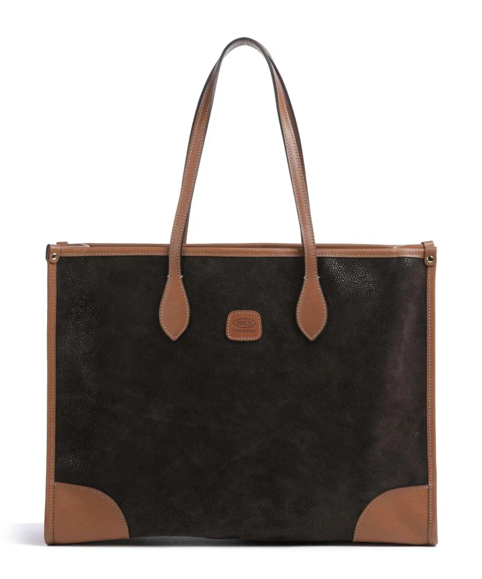 Life Tote bag 14″ fabric, grained leather khaki