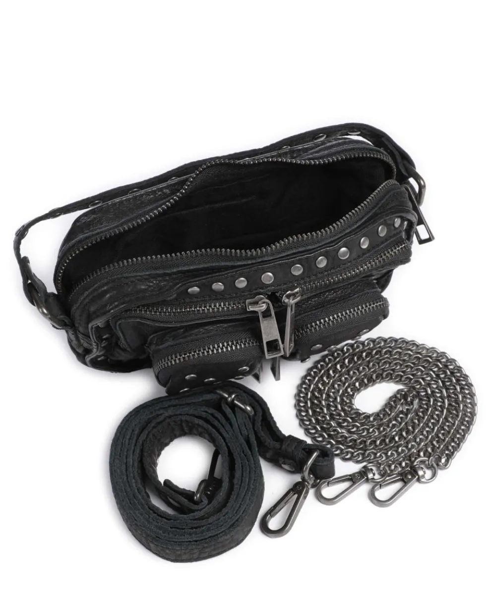 Washed Helena Crossbody bag grained leather black