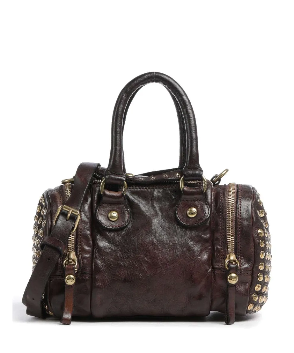 Handbag grained cow leather dark brown