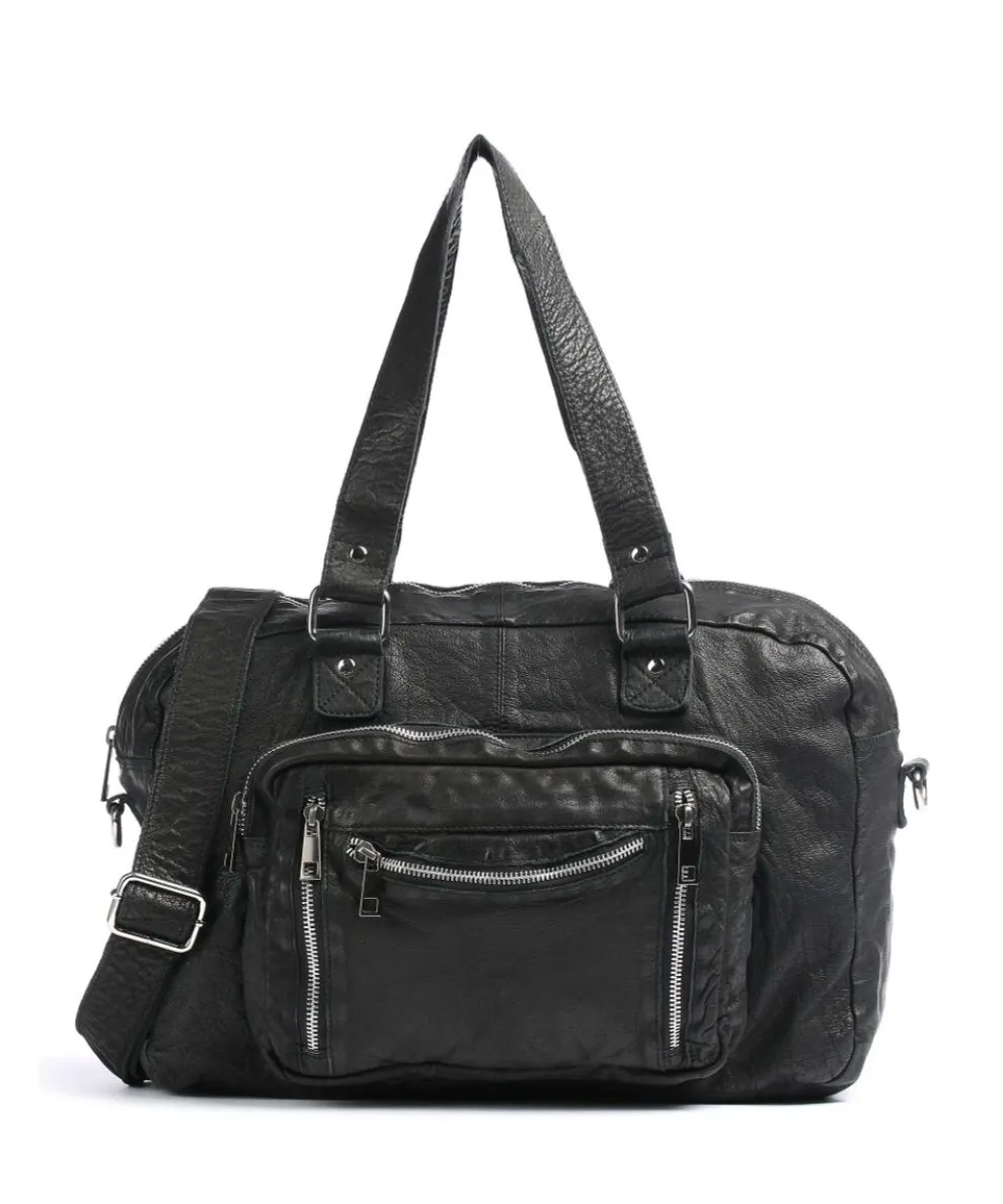 Washed Mille Tote bag softly grained calfskin black
