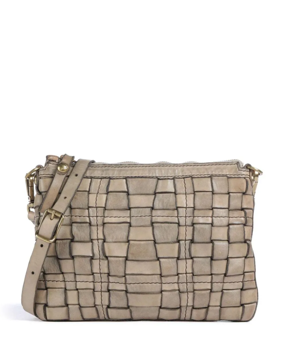 Crossbody bag grained cow leather grey