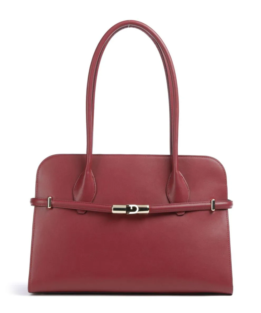 Goccia M Tote bag softly grained calfskin dark red