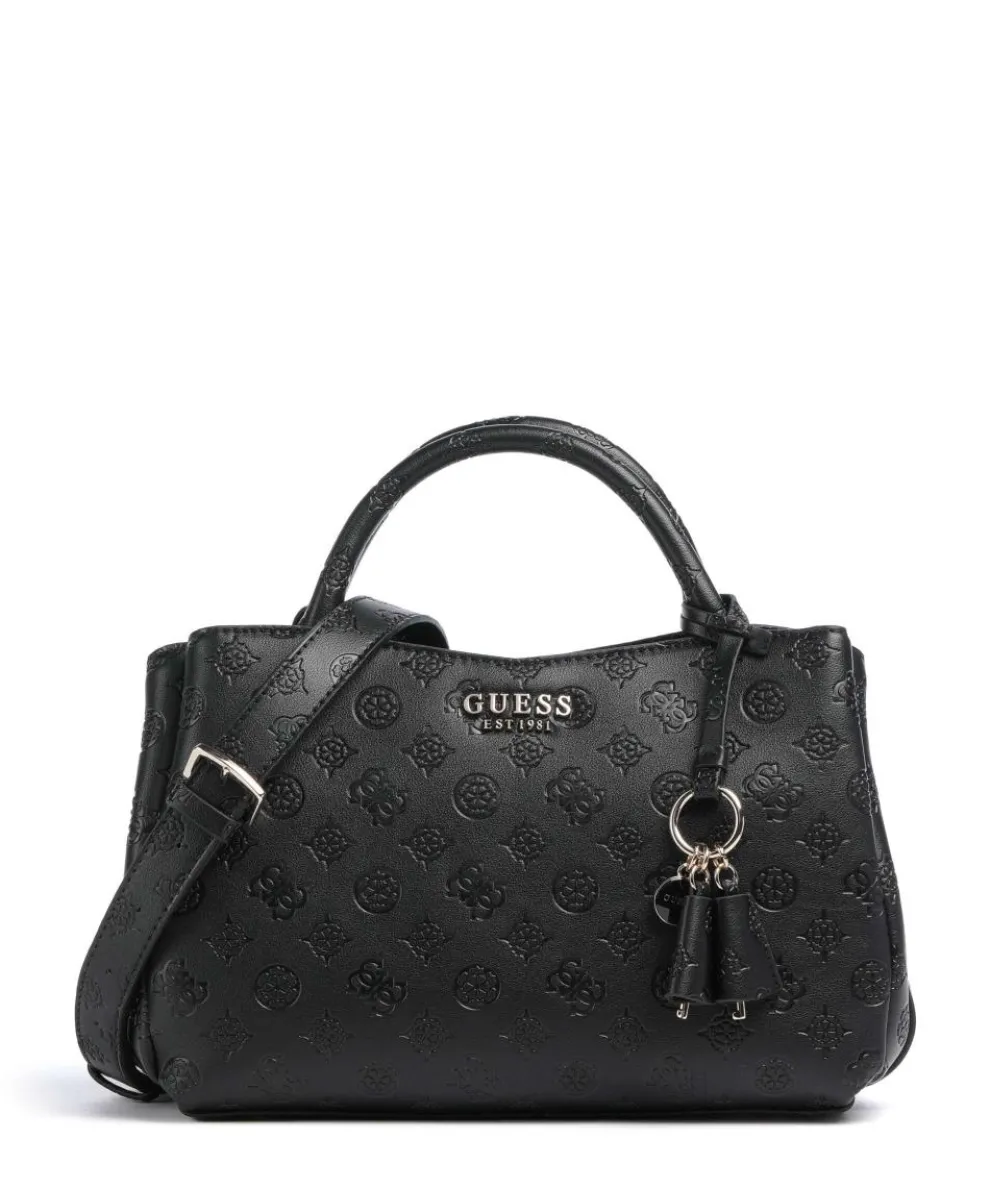 Phoebe Peony Debossed Handbag imitation leather black