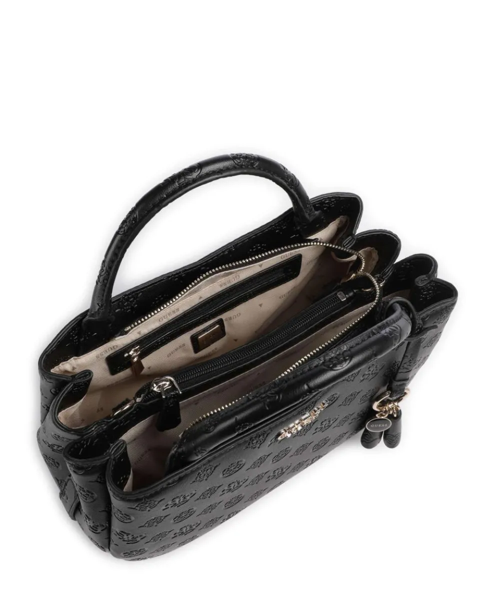 Phoebe Peony Debossed Handbag imitation leather black