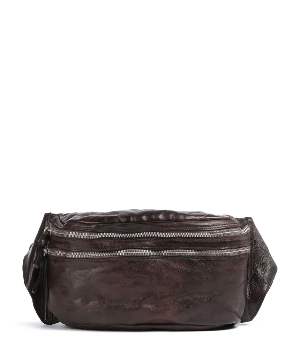 Crossbody bag grained cow leather dark brown