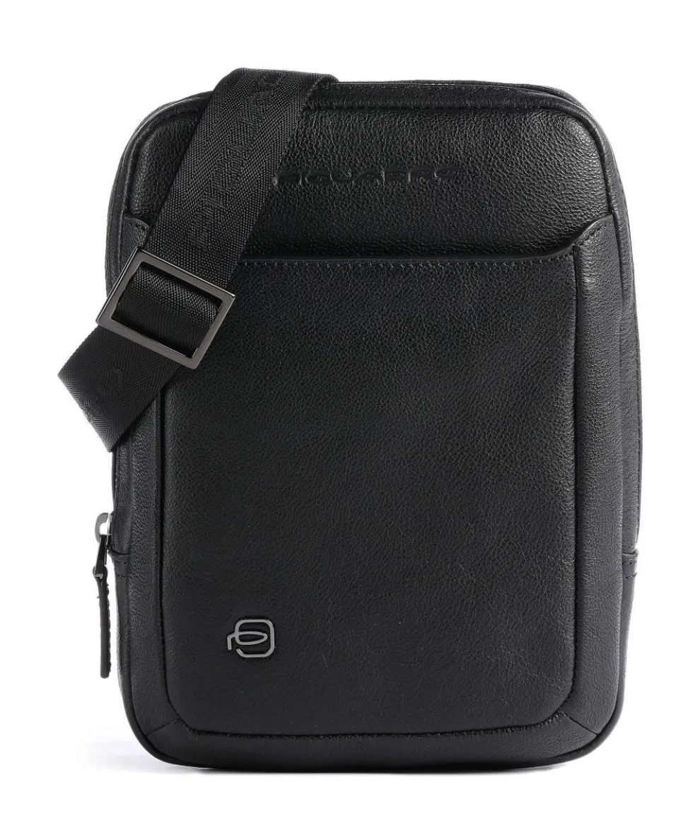 Black Square Crossbody bag grained cow leather black