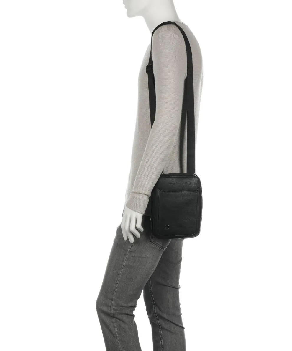 Black Square Crossbody bag grained cow leather black