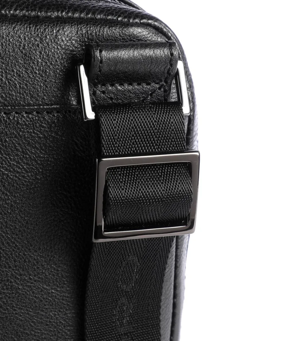 Black Square Crossbody bag grained cow leather black