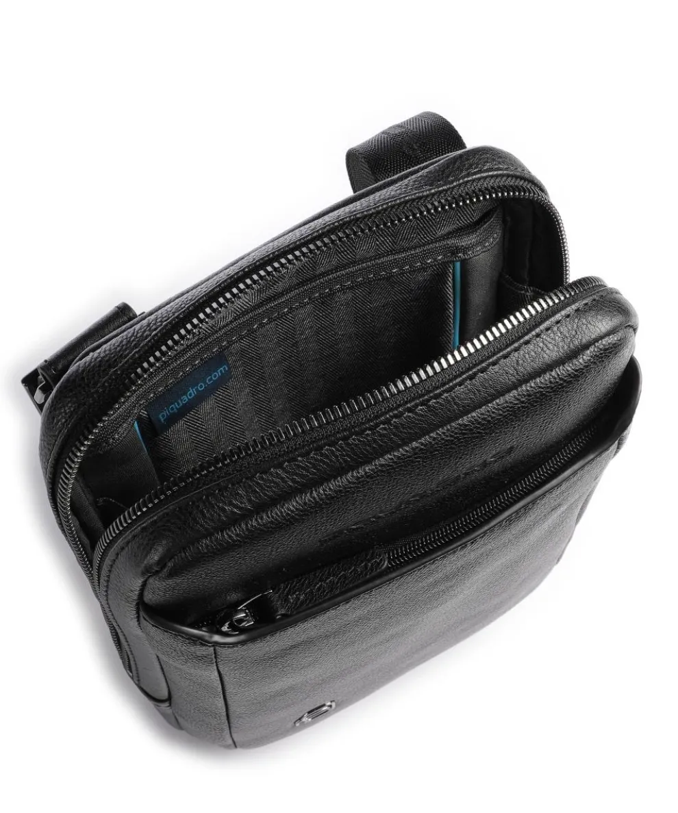 Black Square Crossbody bag grained cow leather black