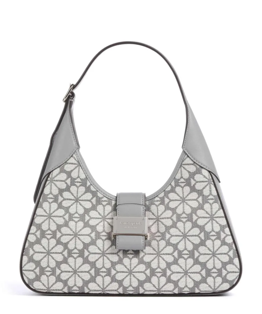 Spade Flower Jacquard Shoulder bag fabric, fine grain cow leather grey