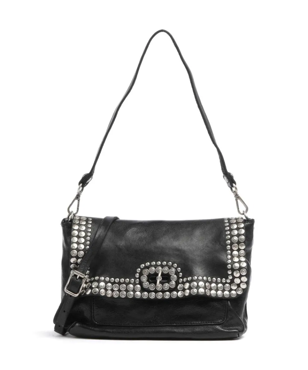 Shoulder bag grained cow leather black