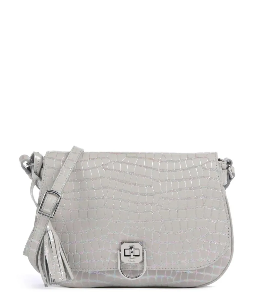 Mermaid Crossbody bag embossed cow leather light grey