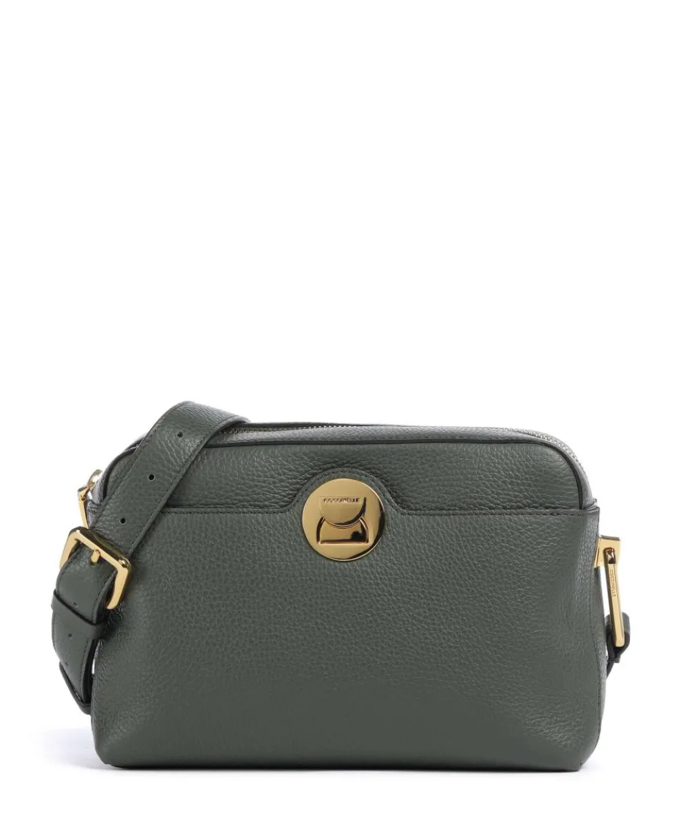 Liya Crossbody bag grained leather dark green