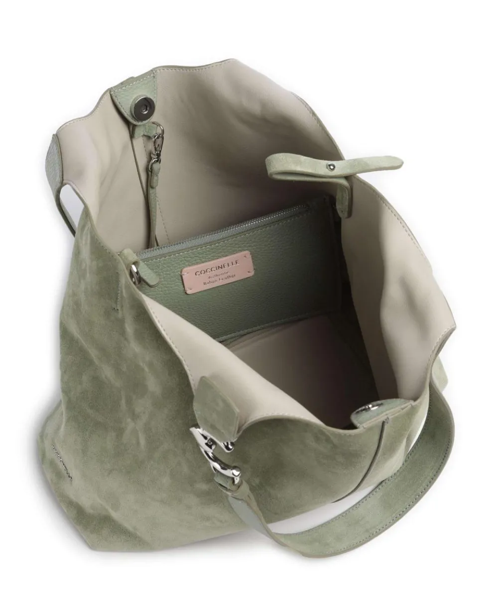 C-Easy Suede Hobo bag brushed cow leather greygreen
