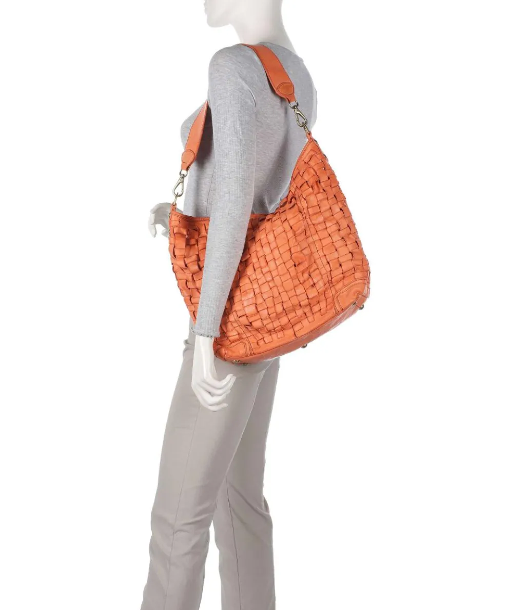 Hobo bag cow leather orange