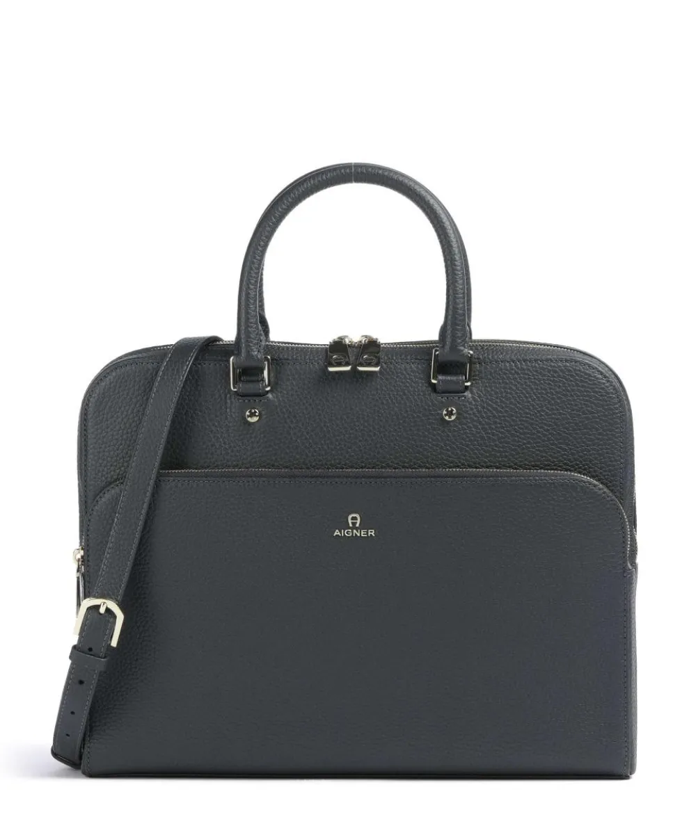 Ivy L Briefcase 14″ grained cow leather dark blue