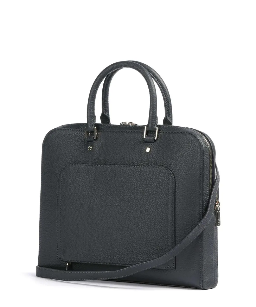 Ivy L Briefcase 14″ grained cow leather dark blue