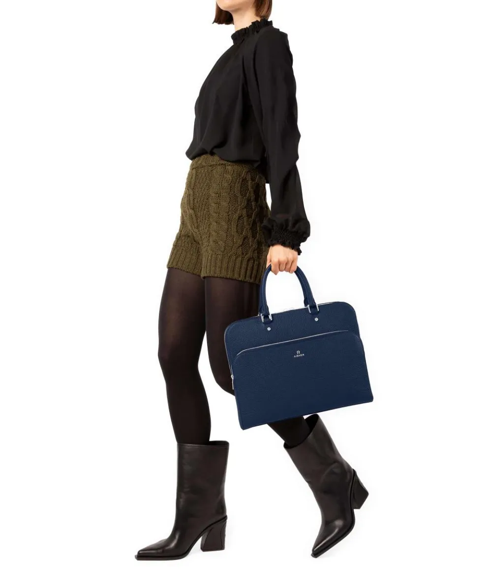 Ivy L Briefcase 14″ grained cow leather dark blue