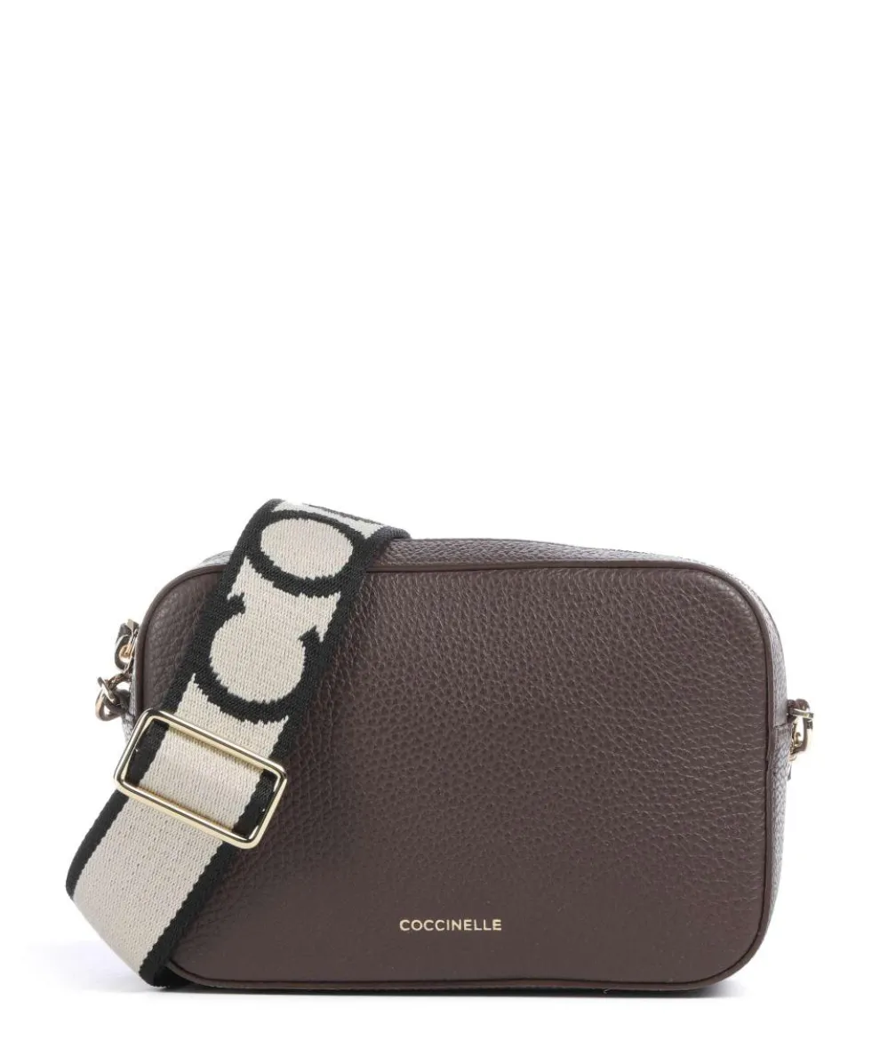 Tebe Crossbody bag grained leather dark brown