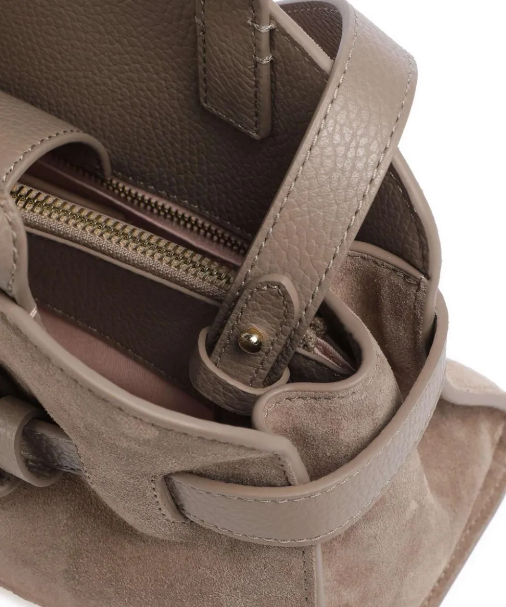 Sabine Suede Handbag brushed cow leather taupe