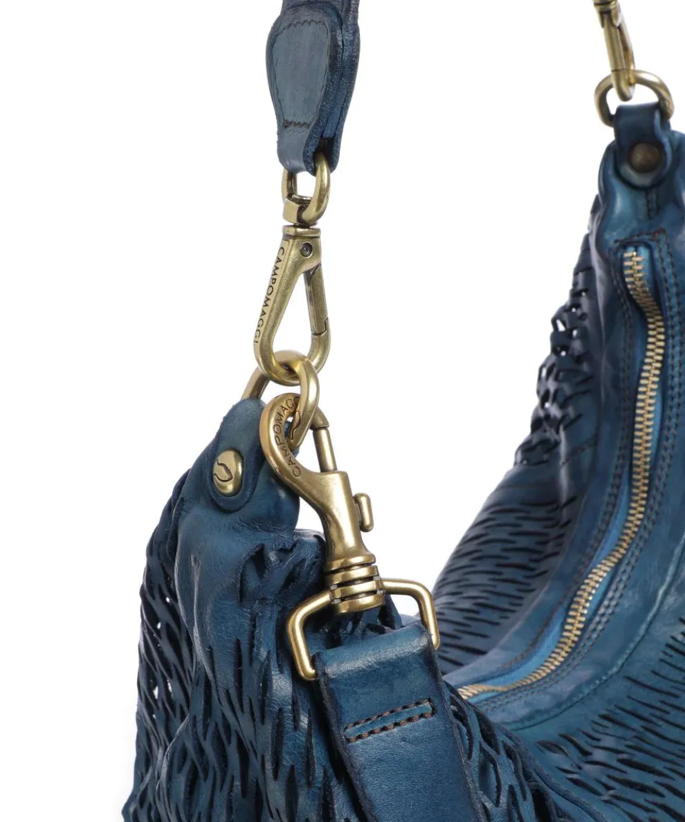 Hobo bag grained cow leather dark blue