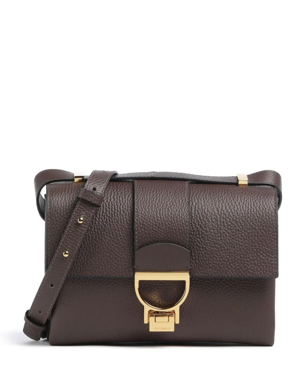 Arlettis Shoulder bag grained leather dark brown