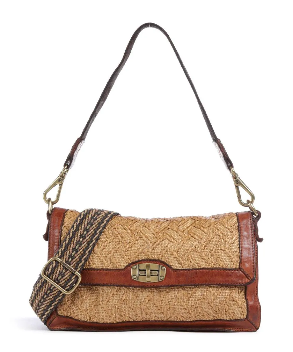Shoulder bag cow leather, polyamide cognac