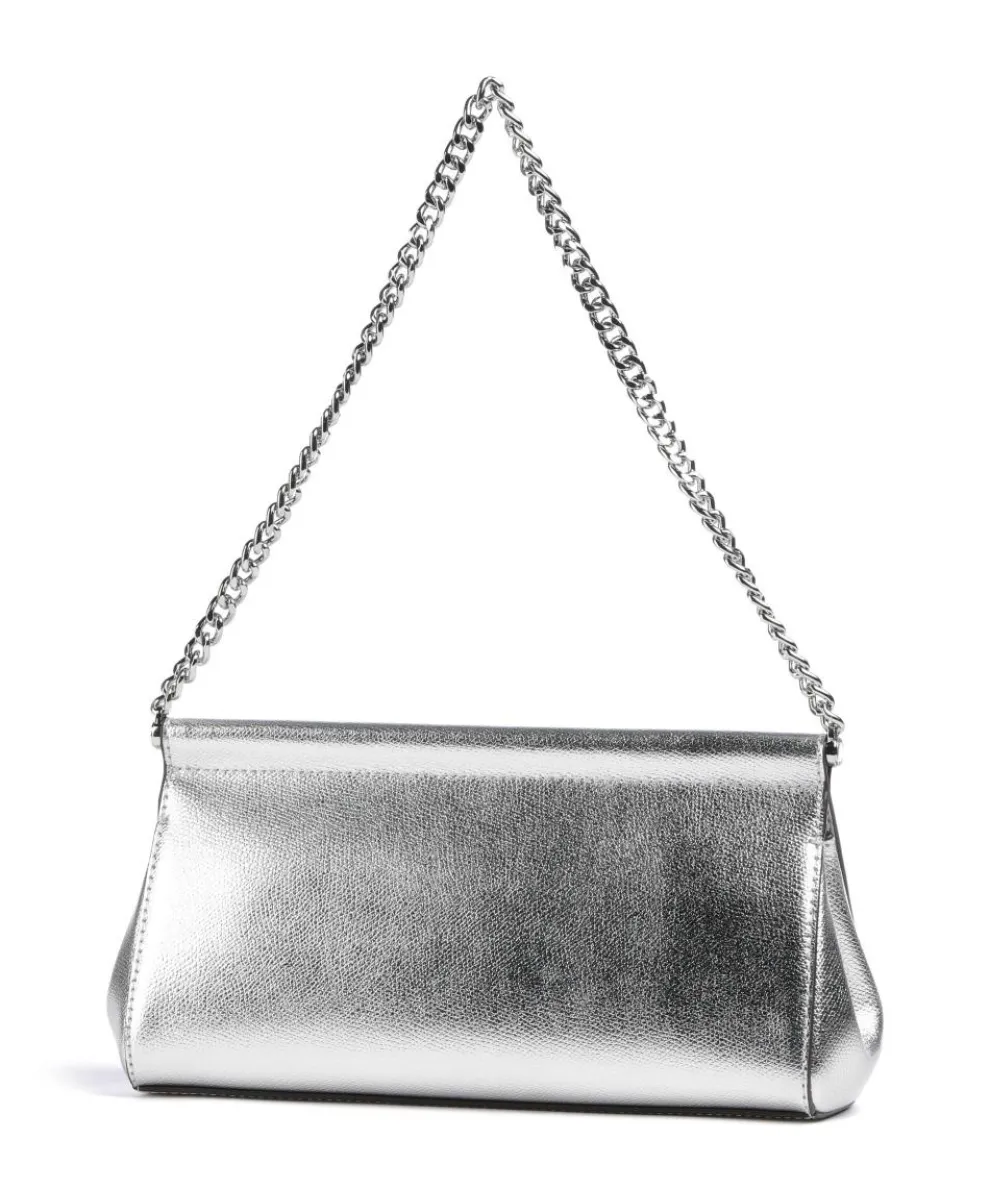 Carmine Shoulder bag grained leather silver