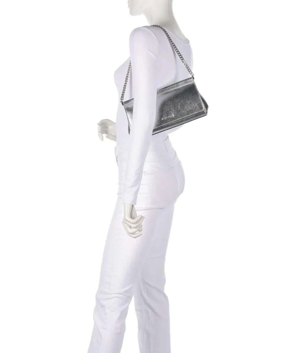 Carmine Shoulder bag grained leather silver