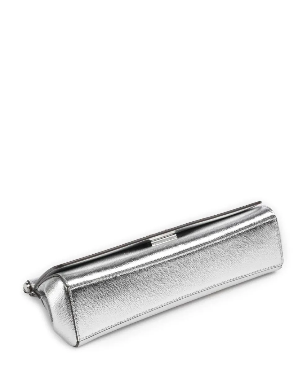 Carmine Shoulder bag grained leather silver