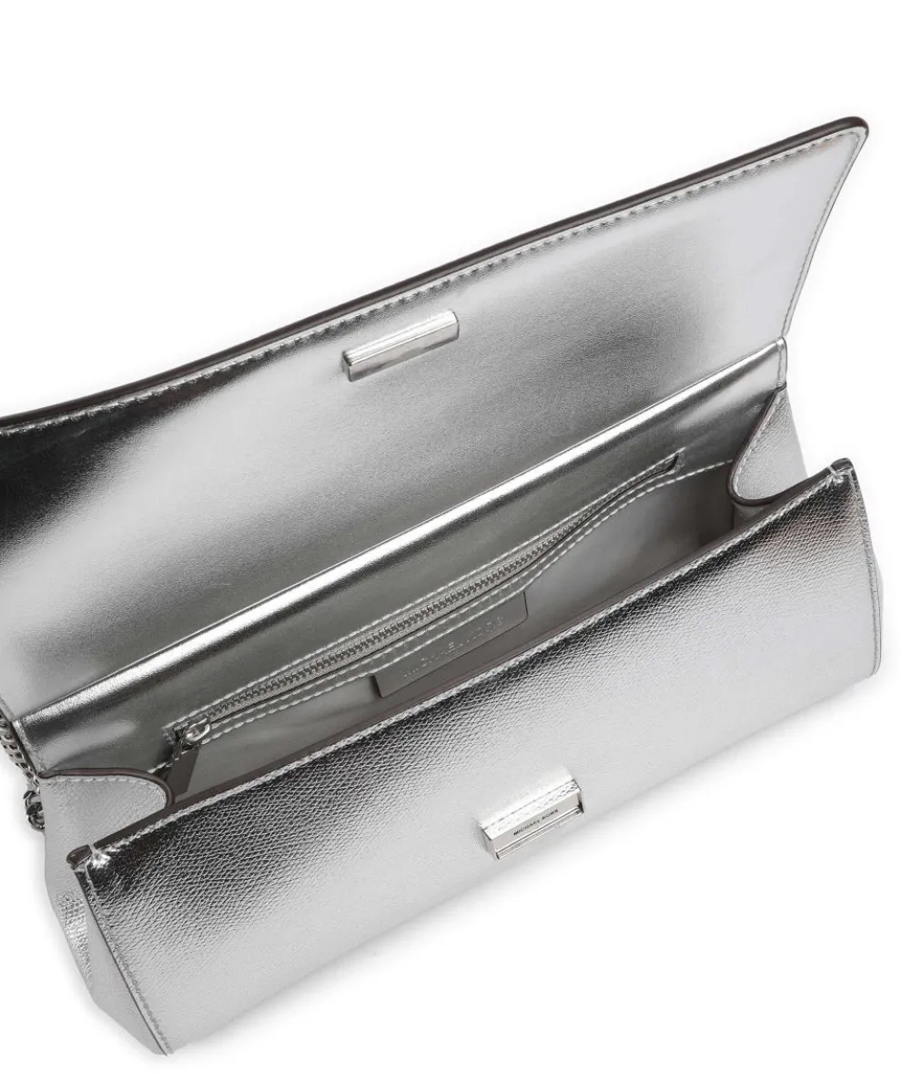 Carmine Shoulder bag grained leather silver