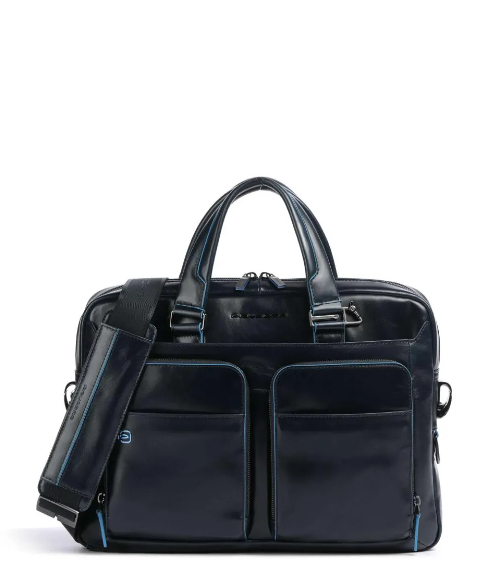 Blue Square Briefcase 15″ leather dark blue