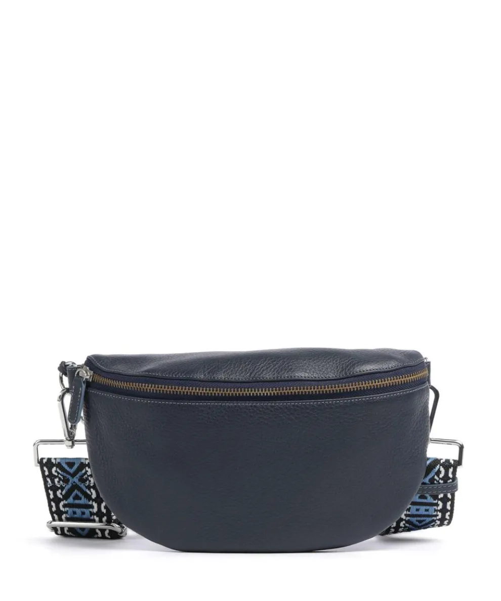 Crossbody bag soft cow leather navy