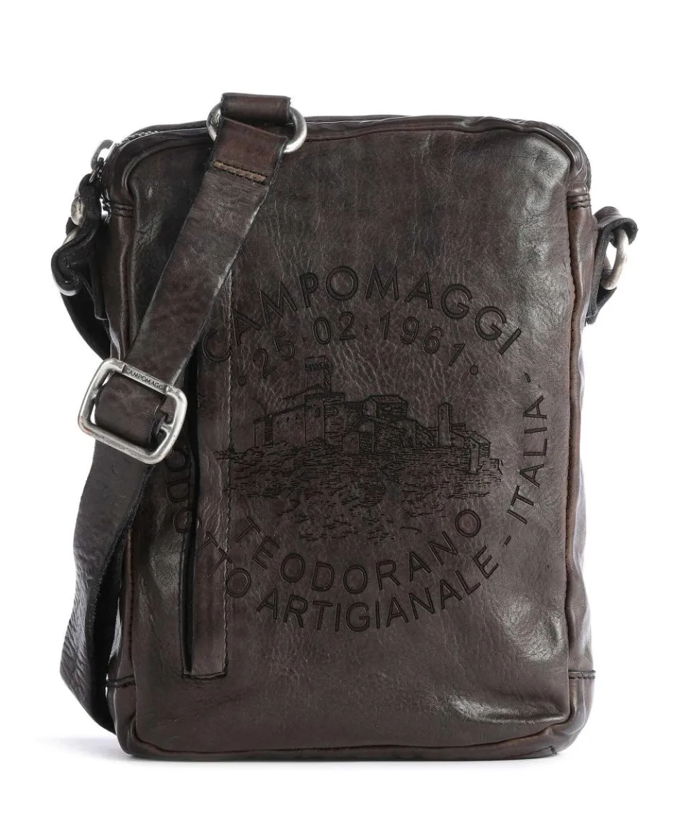 Crossbody bag fine grain cow leather dark brown