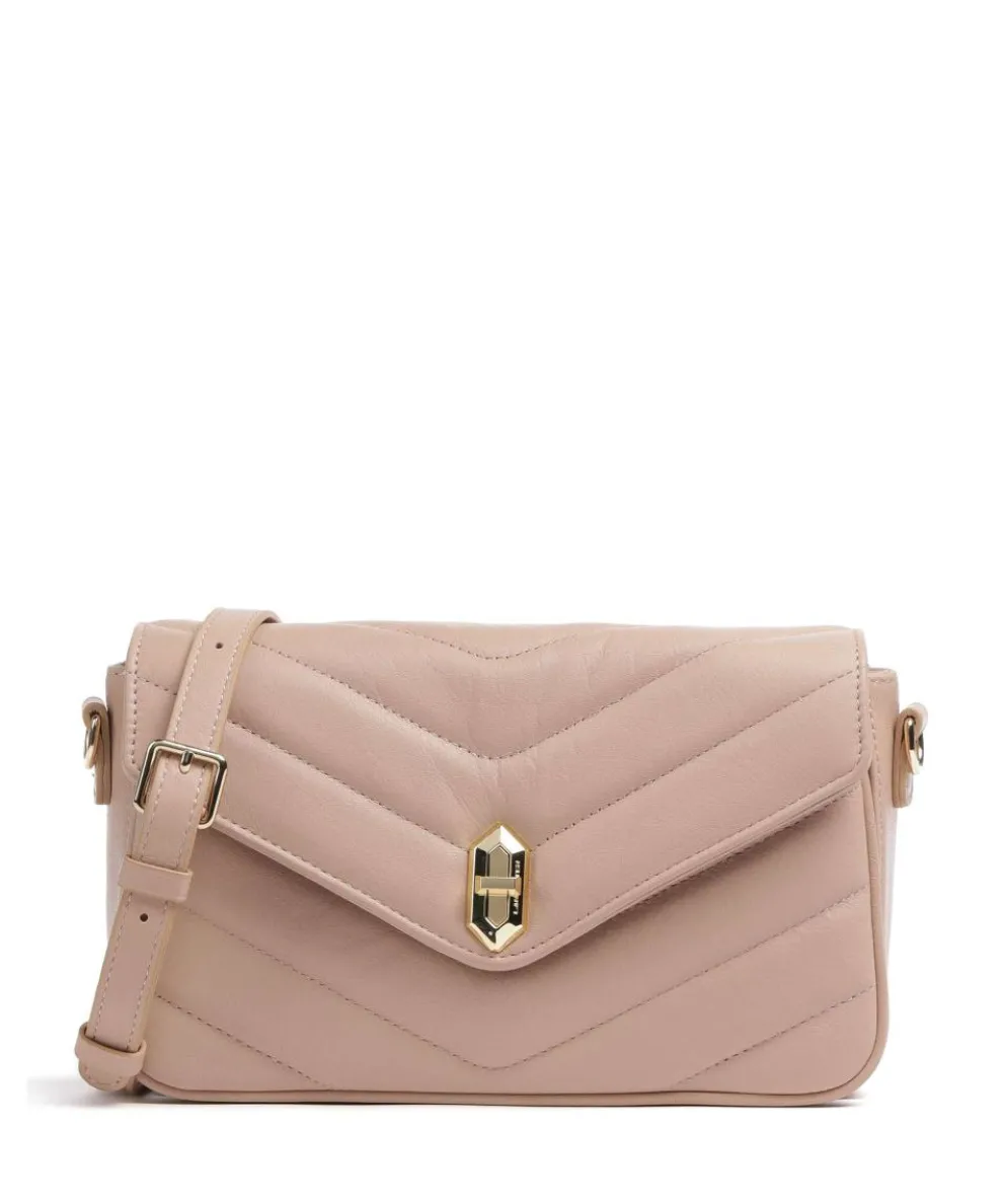 Soft Matelassé Crossbody bag soft cow leather nude