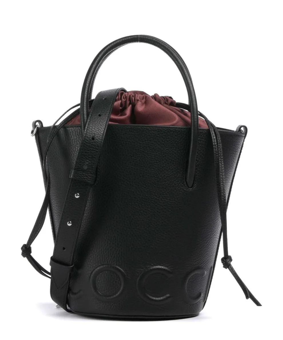 Myrtha Maxi Logo Bucket bag grained cow leather black
