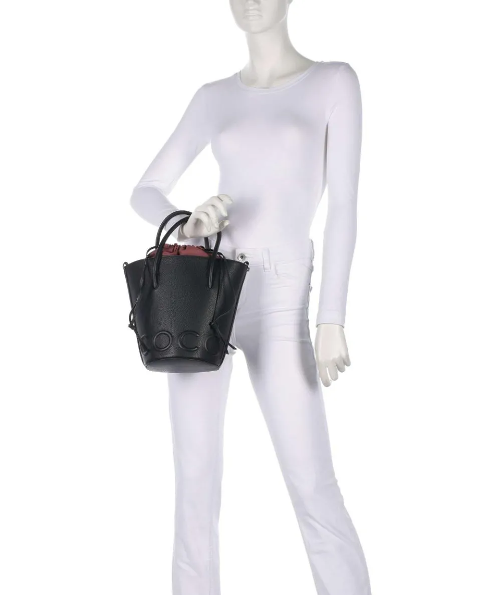 Myrtha Maxi Logo Bucket bag grained cow leather black