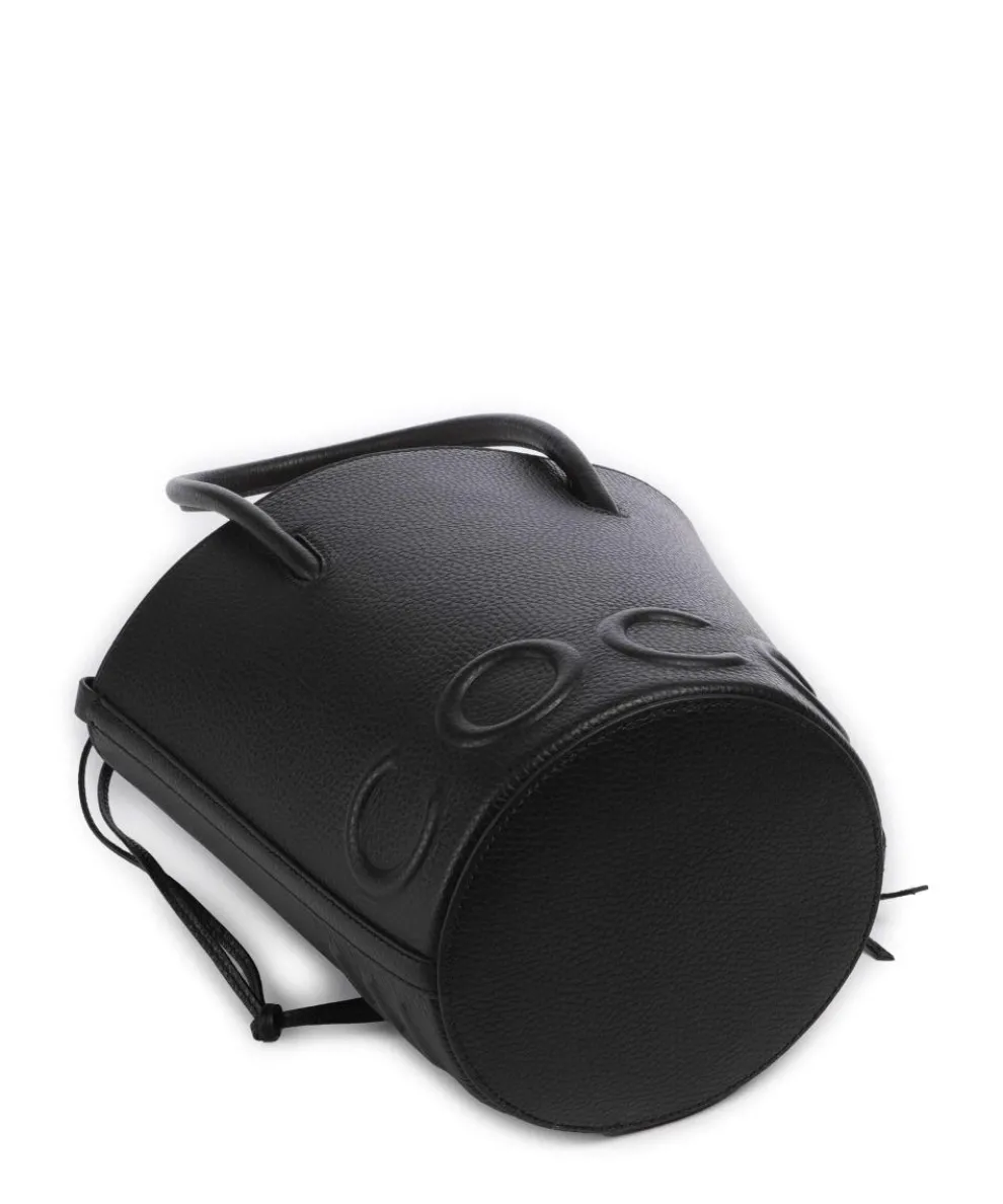 Myrtha Maxi Logo Bucket bag grained cow leather black