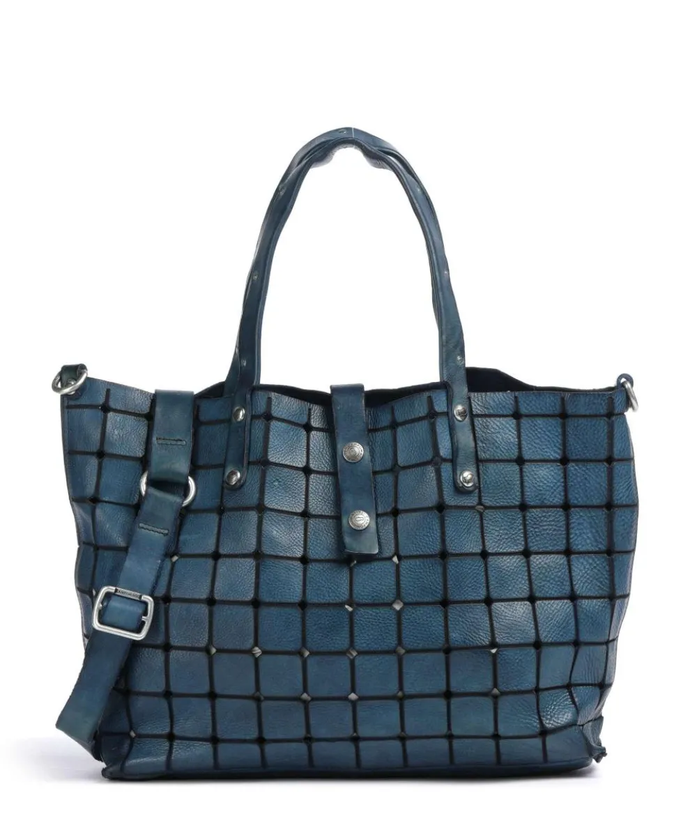 Tote bag cow leather petrol