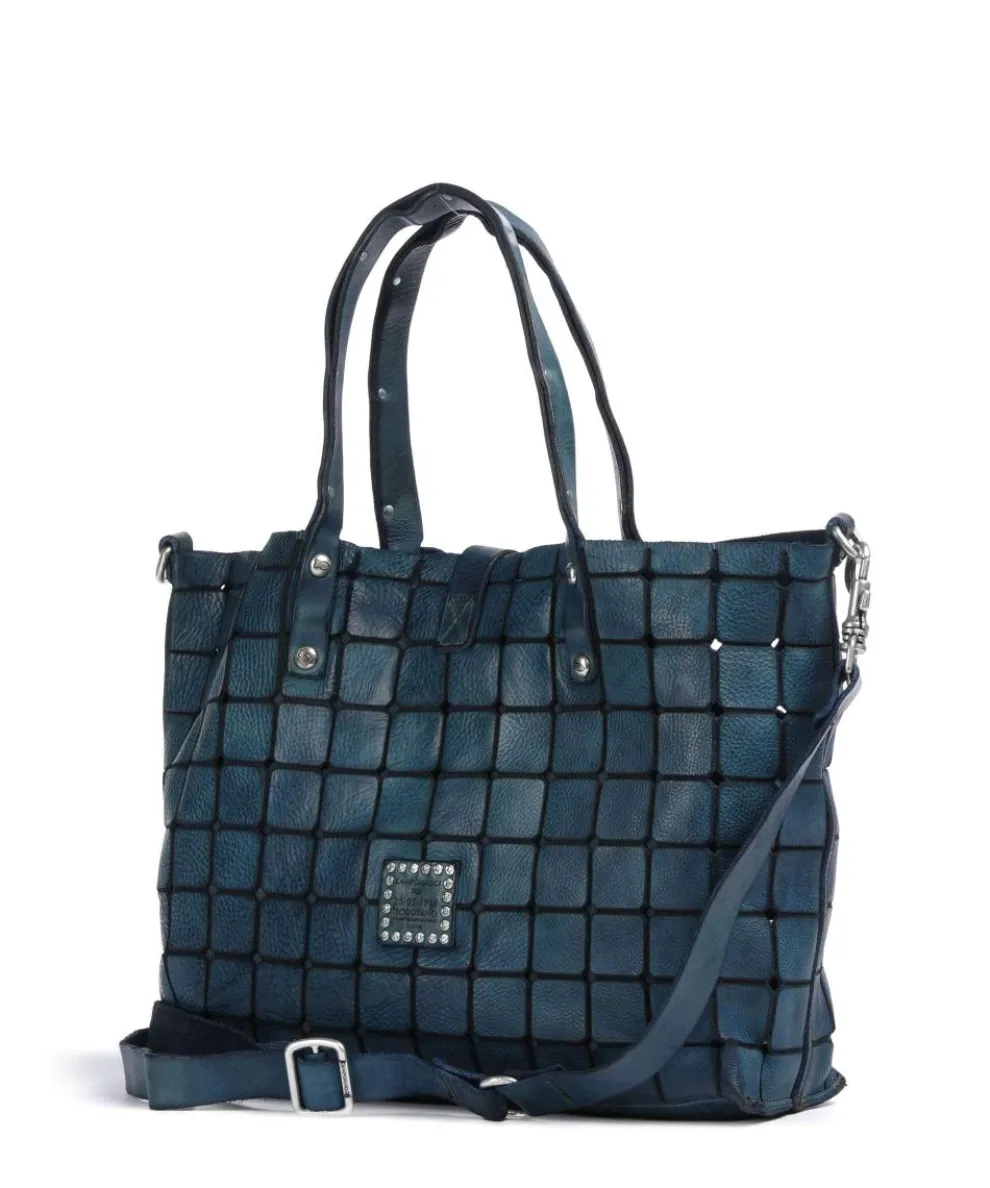 Tote bag cow leather petrol