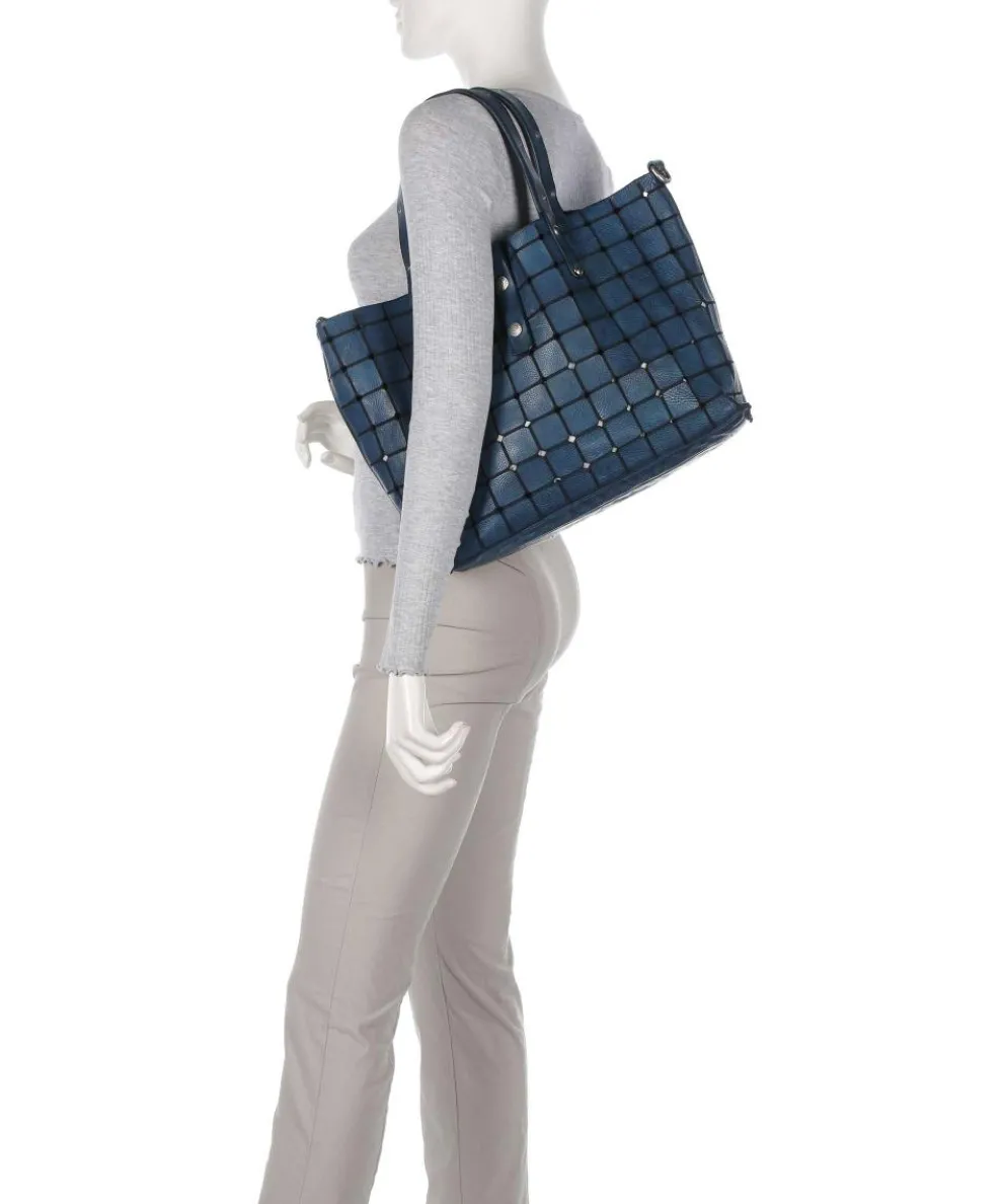 Tote bag cow leather petrol