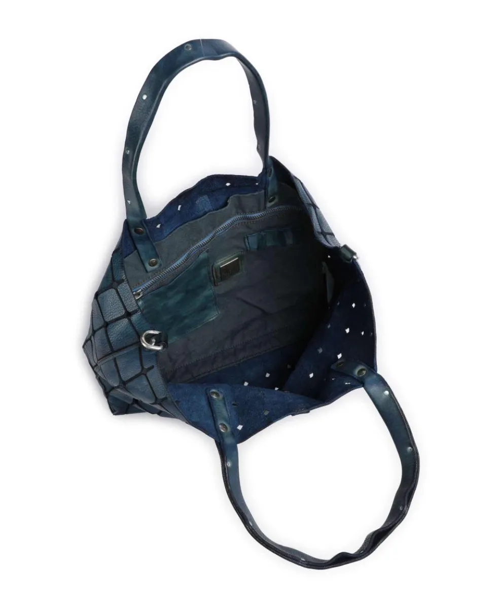 Tote bag cow leather petrol