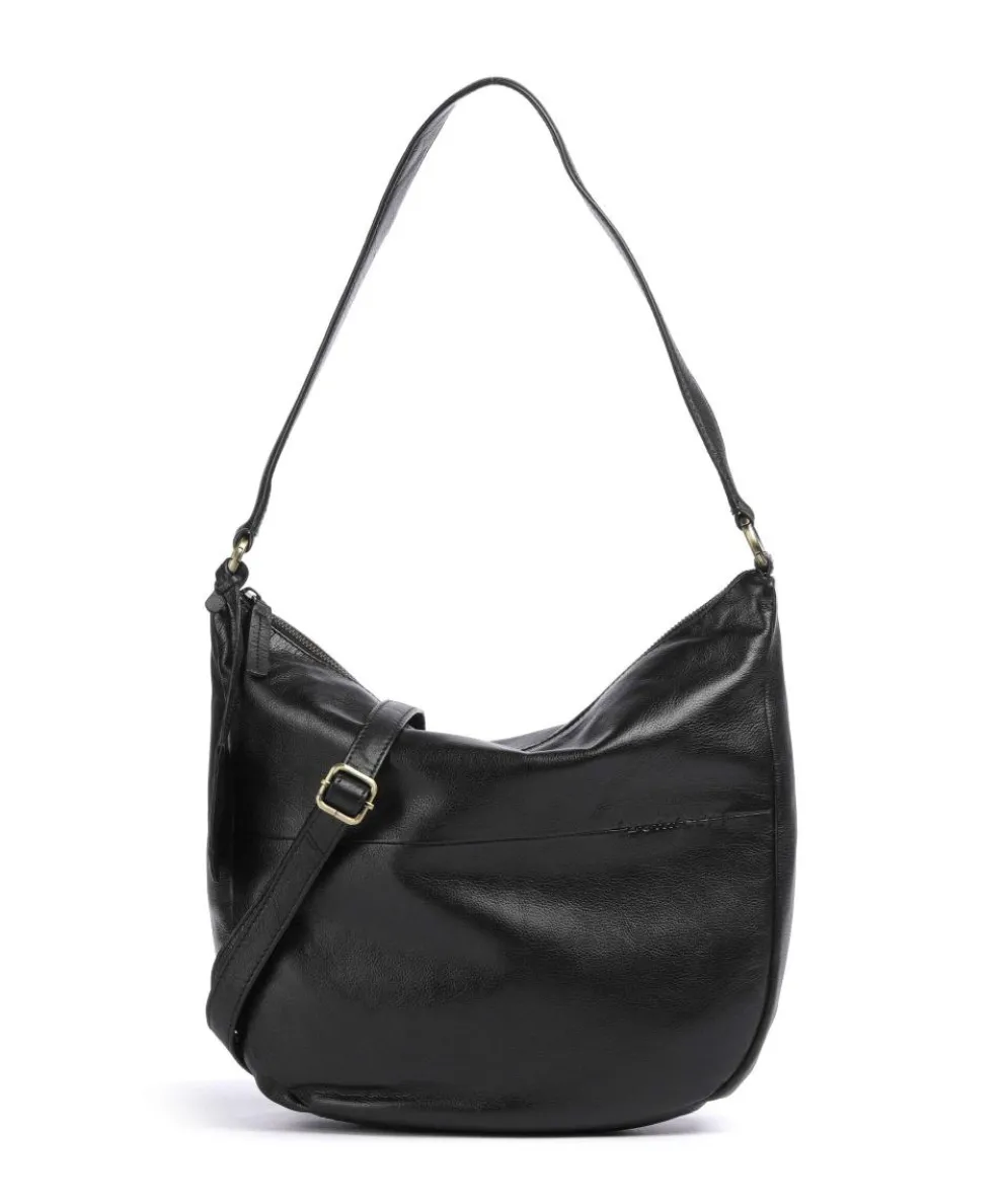 Natural Norah Hobo bag grained cow leather black